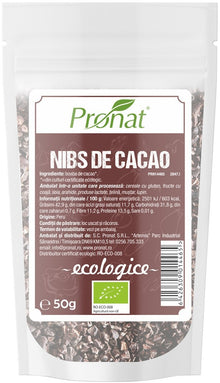 Nibs bio din samburi de cacao, 50g Pronat