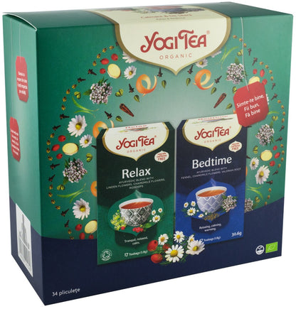 Oferta 1 x Ceai bio calmant, 17 pliculete x 1.8g (30.6g) + 1x ceai bio de seara, 17 pliculete 30.6g Yogi Tea