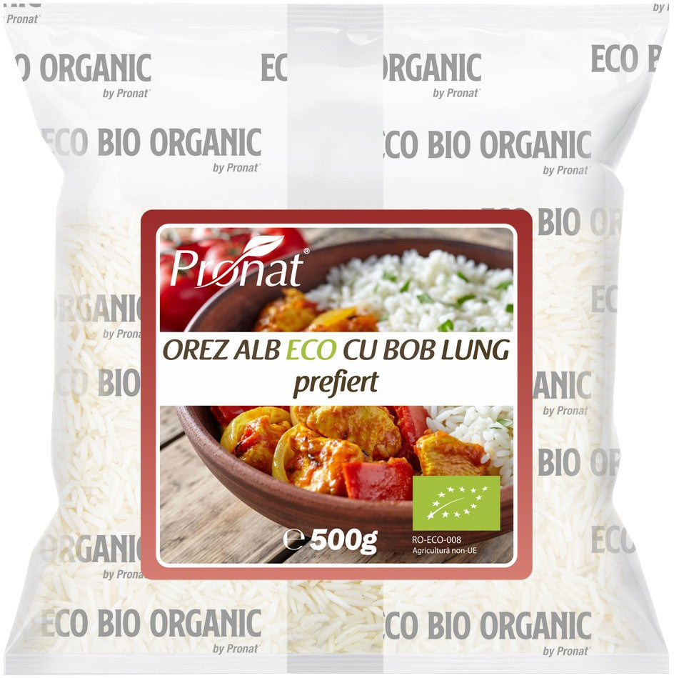 Orez alb bio cu bob lung, prefiert, Pronat