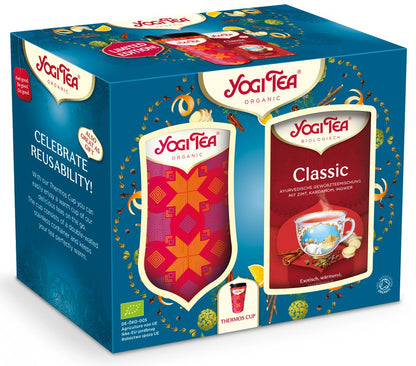 Pachet cadou, Cana termos specială 350 ml +1 Ceai bio Classic 17 pliculete 37.4g, Editie Limitata, Yogi Tea