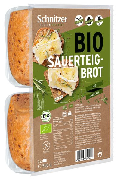 Paine bio cu maia si amarant, fara gluten, 500g Schnitzer gluten free