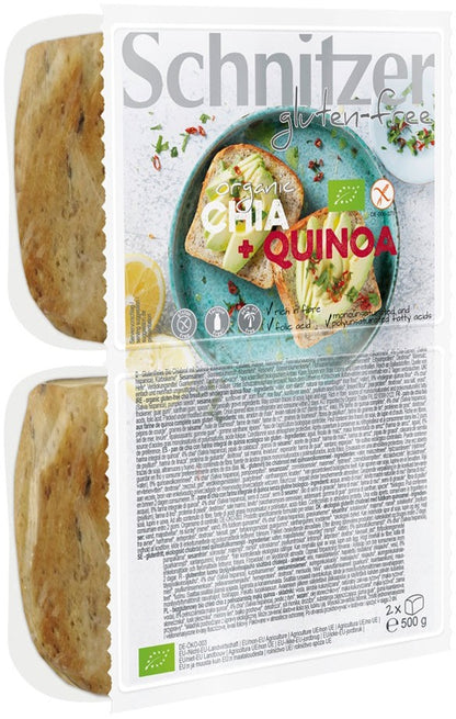 Paine bio fara gluten cu seminte de chia si faina integrala de quinoa, 500g Schnitzer Gluten Free
