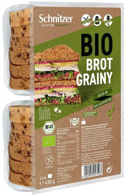 Paine toast bio fara gluten, cu seminte de chia, 430g Schnitzer Gluten Free