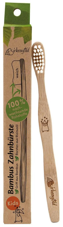Periuta de dinti din bambus, pentru copii, Birkengold