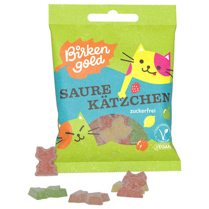 Jeleuri din fructe cu xilitol in forma de pisicute, 50g Birkengold