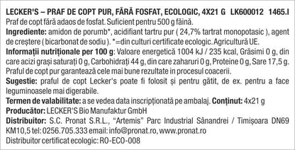 Praf de copt pur, fara fosfat, bio, 4x21g Lecker's