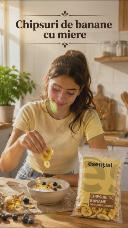 Chipsuri de banane cu miere 100g Esential