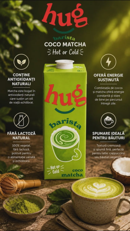 Barista de cocos și soia cu matcha, 1L Shoyce Hug