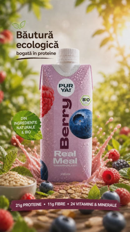 Pur Ya - Băutură ecologică bogată în proteine, cu aromă naturală de fructe de pădure, 500ml