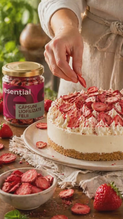 Căpșuni liofilizate felii, 12g Esential