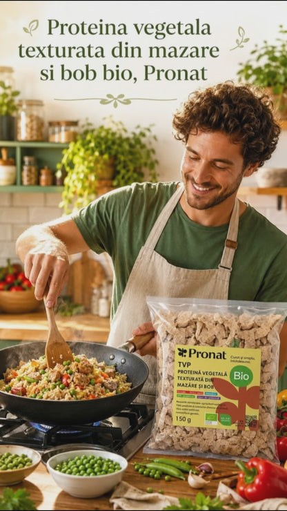 TVP - Proteina vegetala texturata din mazare si bob bio, 150 g slices (felii mari), Pronat