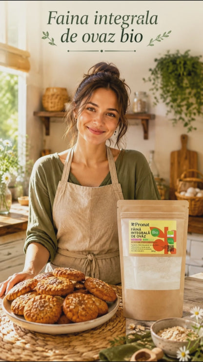 Faina integrala de ovaz bio, 500g Pronat
