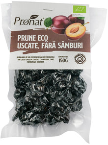 Prune bio uscate, fara samburi, 150g Pronat