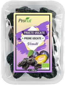 Prune bio uscate, fara samburi, 250g Pronat