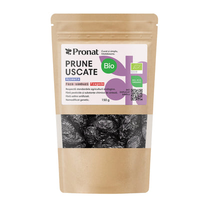 Prune uscate bio, fara samburi, 150g Pronat