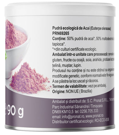 Pudra de acai bio, 90g Pronat