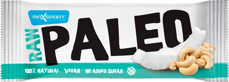 Raw Paleo Baton proteic cu cocos si caju, 50g Max Sport