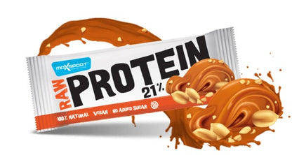 Raw Protein 21% Baton proteic cu alune si sare vulcanica, 50g Max Sport