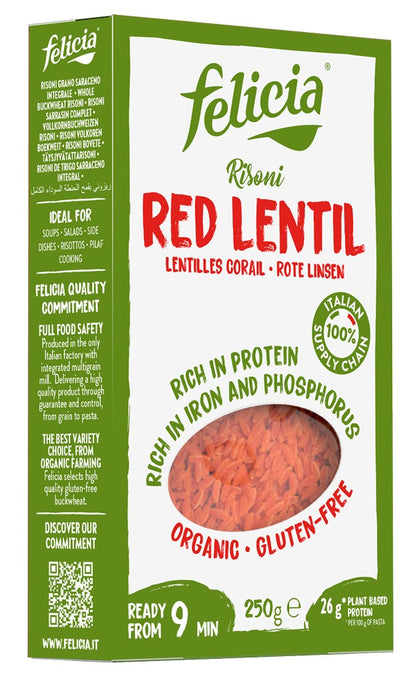 Risoni cu linte rosie, bio, 250g Felicia