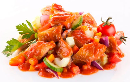 Salata de macrou Toscana cu legume bio si ulei de floarea soarelui presat la rece, 200g Fontaine