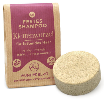 Sampon solid bio cu radacina de bardan, 48g Wunderberg