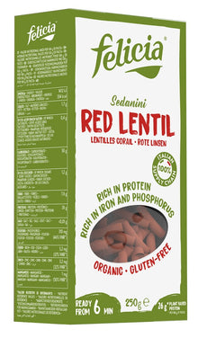 Sedanini bio din linte rosie, 250g Felicia