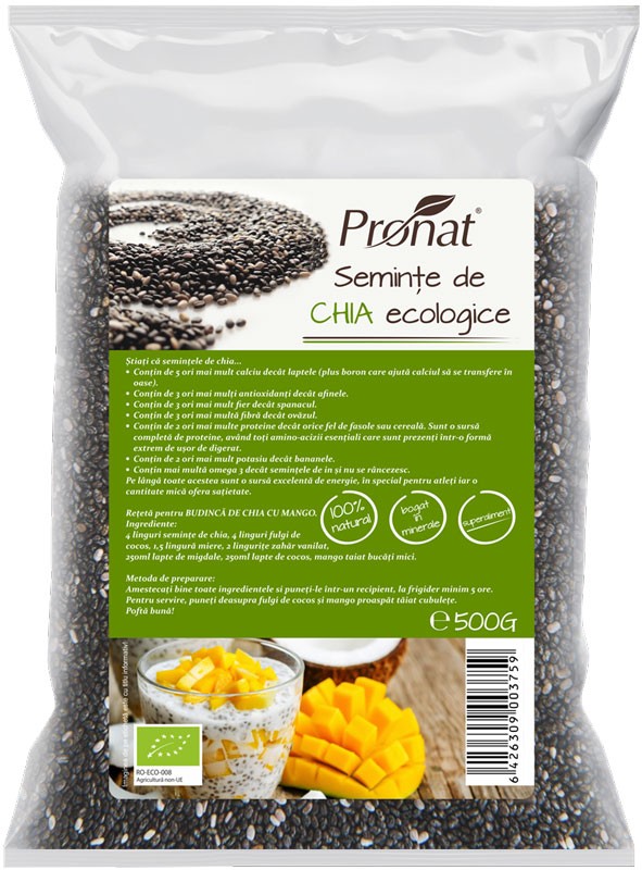 Seminte de chia bio, Pronat