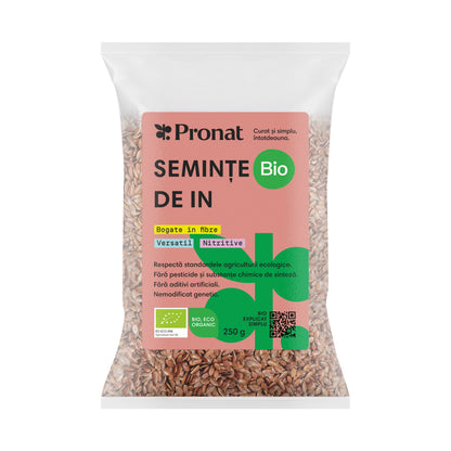 Seminte de in bio, 250g Pronat