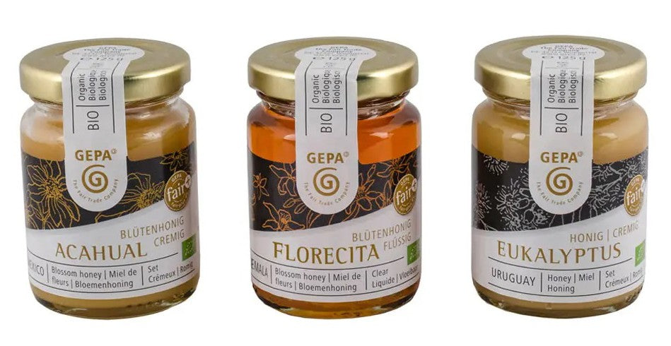 Set din 3 feluri de miere bio si fairtrade, 3x125g Gepa