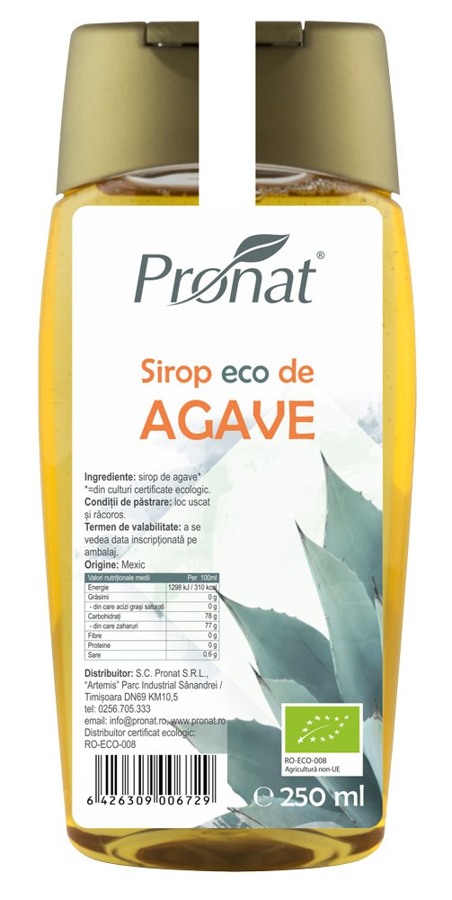 Sirop bio de agave, 250ml Pronat