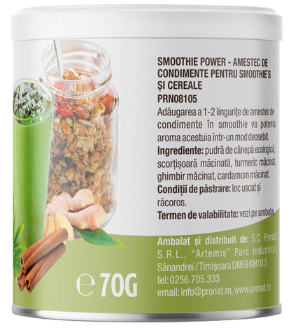 Smoothie Power, amestec de condimente pentru smoothies si cereale, 70g Pronat