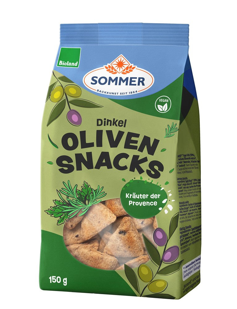 Snack bio din faina de grau spelta cu masline si ierburi de Provence, 150g Sommer