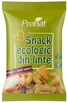 Snack bio din linte cu ceapa si piper negru, fara gluten, 60g Pronat