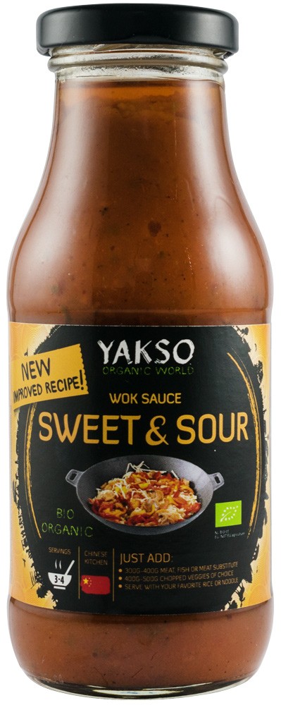 Sos bio pentru wok, dulce-acrisor, 240ml Yakso