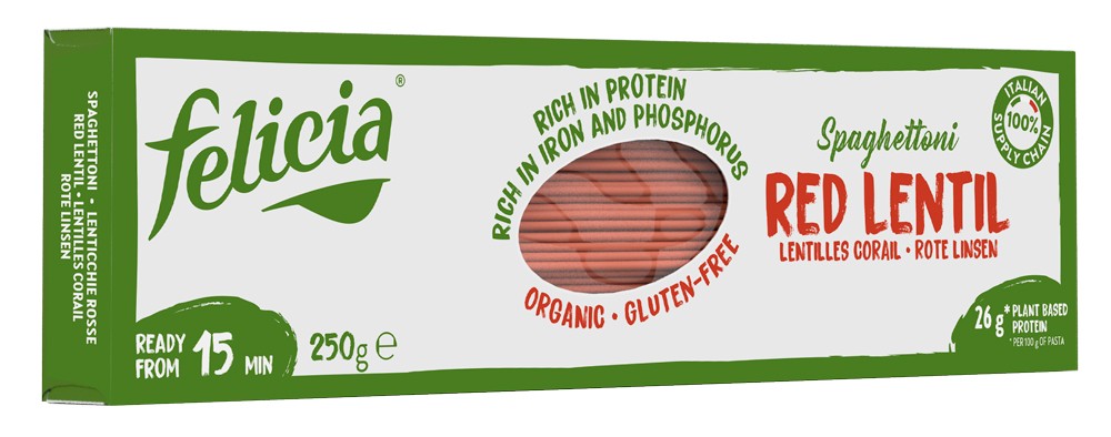 Spaghetti bio din linte rosie 250g Felicia