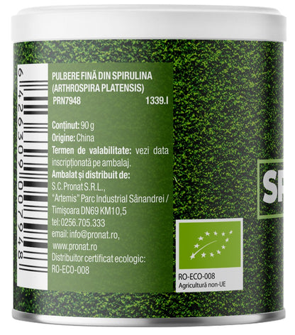 Spirulina bio pulbere, 90g Pronat