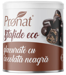 Stafide bio glazurate cu ciocolata neagra, 100g Pronat