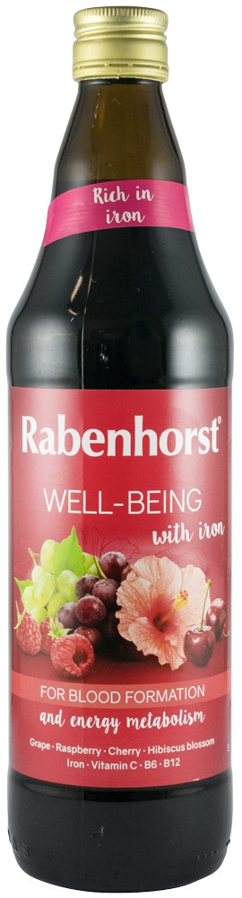 Stare de bine Suc din fructe cu flori de hibiscus si fier, 750ml Rabenhorst