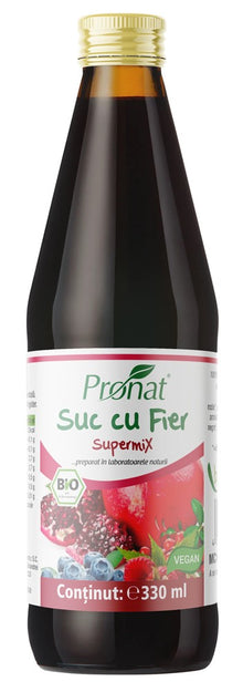 Suc bio de fructe cu fier Supermix, 330ml Medicura