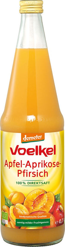 Suc bio de mere, caise si piersici, 700ml Voelkel