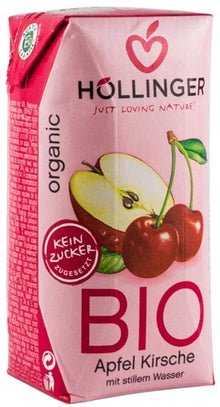 Suc bio de mere si cirese, cu pai 200ml Hollinger