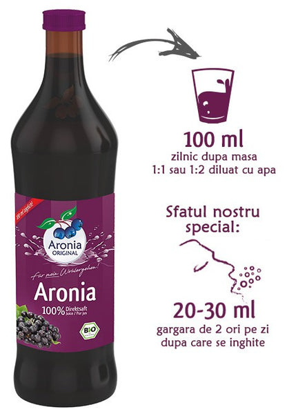 Suc bio pur de aronia, 100% suc, 700ml Aronia Original
