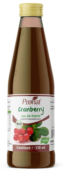 Suc de merisoare (afine rosii), 100%, bio, 330ml Medicura