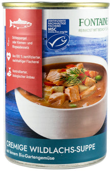 Supa Crema de somon salbatic cu legume fine de gradina, bio, 400ml Fontaine