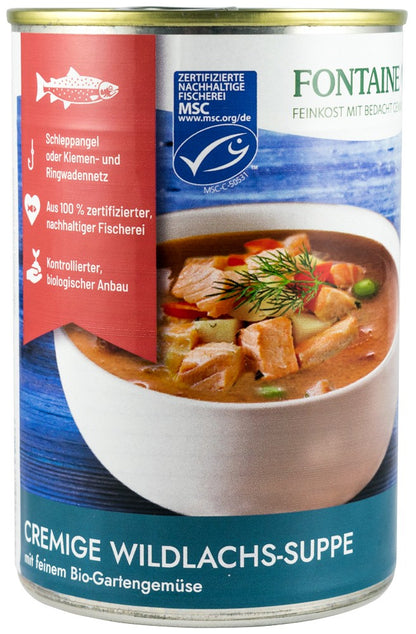 Supa Crema de somon salbatic cu legume fine de gradina, bio, 400ml Fontaine