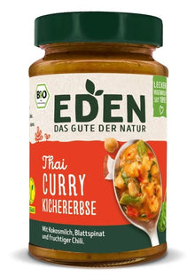 Mancare de naut bio cu curry in stil thailandez, 400g eden