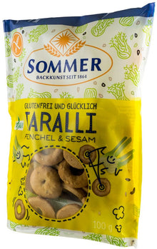 Taralli bio fara gluten cu fenicul si susan, 100g Sommer