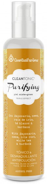 Lotiune tonica si demachiant bio anti poluare pentru fata, ochi si buze, Cleantonic Purifying, 200ml Esentialaroms