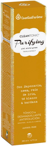 Lotiune tonica si demachiant bio anti poluare pentru fata, ochi si buze, Cleantonic Purifying, 200ml Esentialaroms
