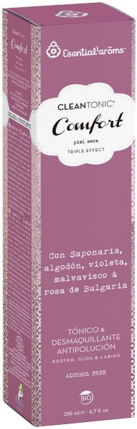 Lotiune tonica si demachiant bio pentru fata, ochi si buze, Cleantonic Comfort, 200ml Esentialaroms